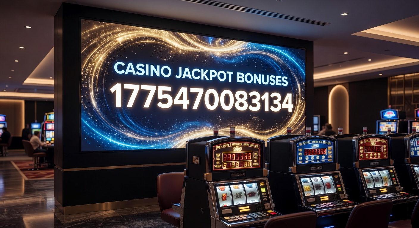 Vibrant slot machine jackpot display with cascading coins and bonus lights illuminating a casino floor