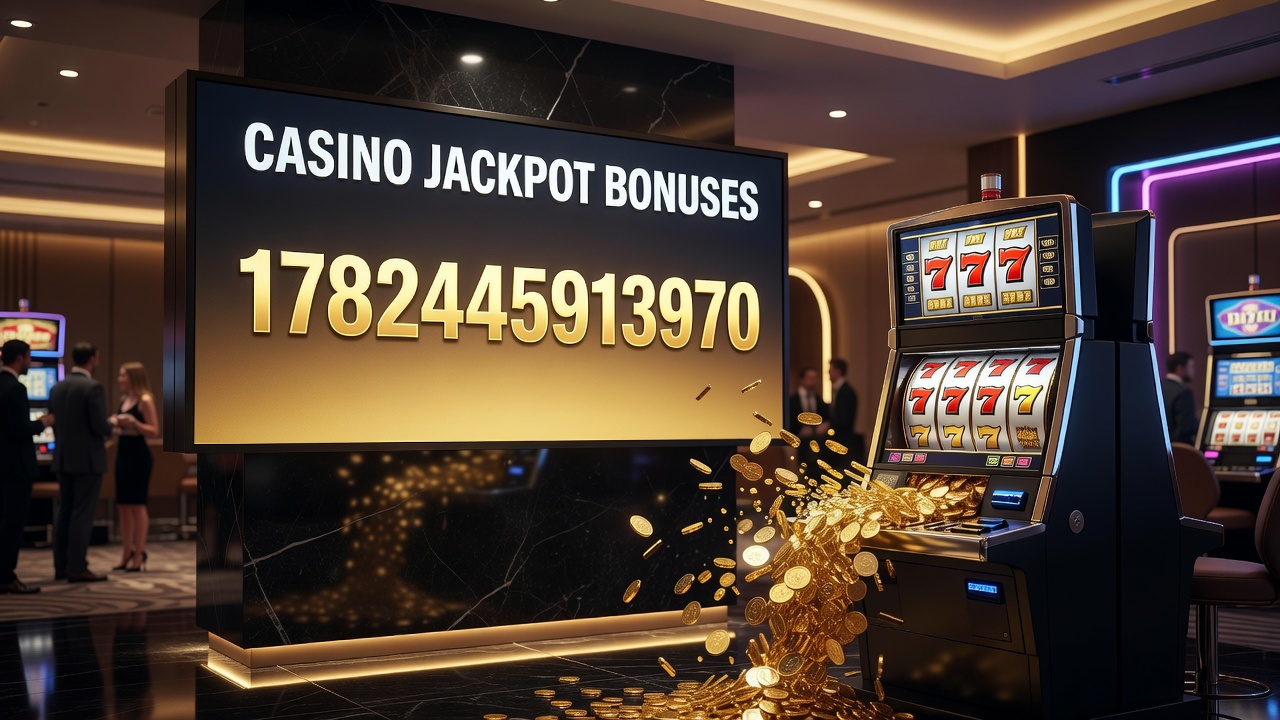 Casino players engaging with slot machines featuring progressive jackpot displays and bonus indicators