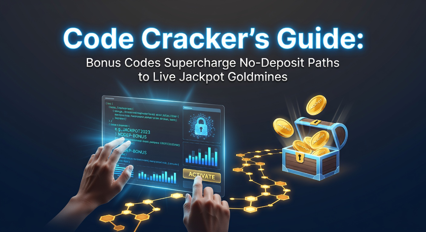 Vibrant digital display of glowing bonus codes unlocking jackpot symbols on a casino screen, with cascading coins and live dealer elements in the background