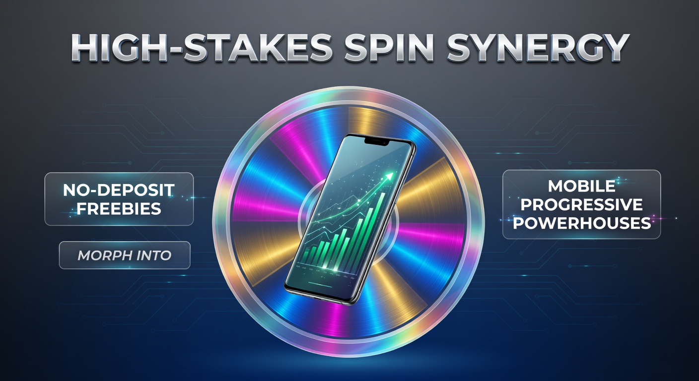 Vibrant mobile slot screen displaying a no-deposit free spin bonus activating a progressive jackpot meter climbing toward massive payouts