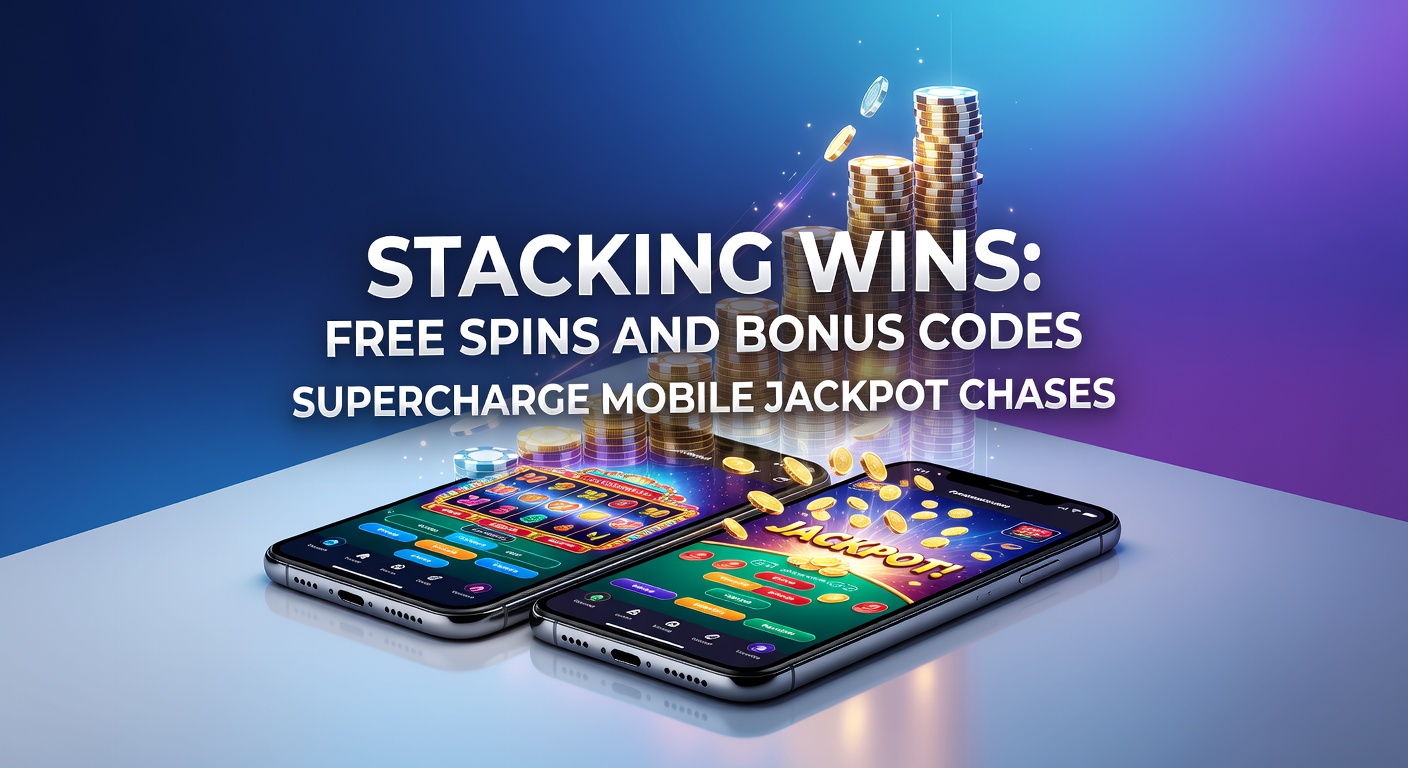 Vibrant mobile screen showing stacked free spins on a progressive jackpot slot, with bonus code entry overlay and rising jackpot meter