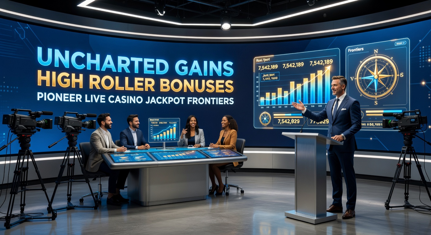 Vibrant live casino table with high-stakes chips stacked high, jackpot meters glowing in the background, capturing the thrill of exclusive high roller action